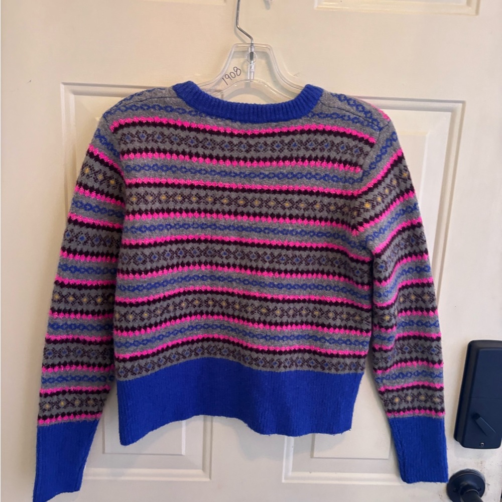 Zara Multicolor Patterned Crew Neck Ski Sweater - image 2